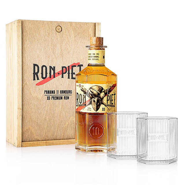 Ron Piet XO Rum 50 cl in Cass. Legno + Bicchieri
