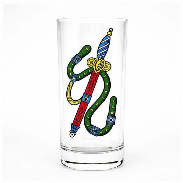 BICCHIERE CARTE NAPOLETANE FIGURE ASSO DI SPADE