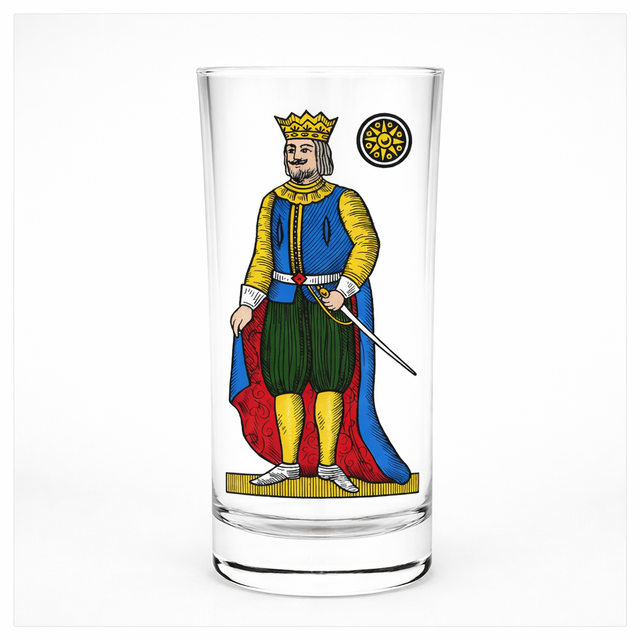 BICCHIERE CARTE NAPOLETANE FIGURE RE DI DENARI