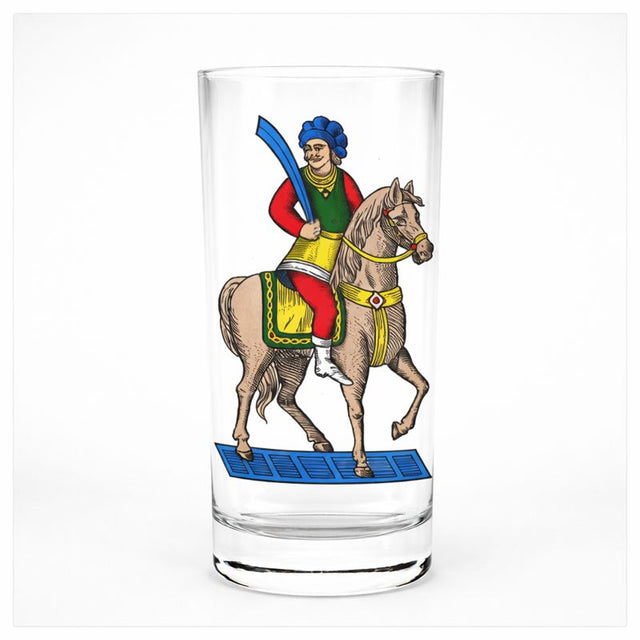 BICCHIERE CARTE NAPOLETANE FIGURE CAVALIERE DI SPADE